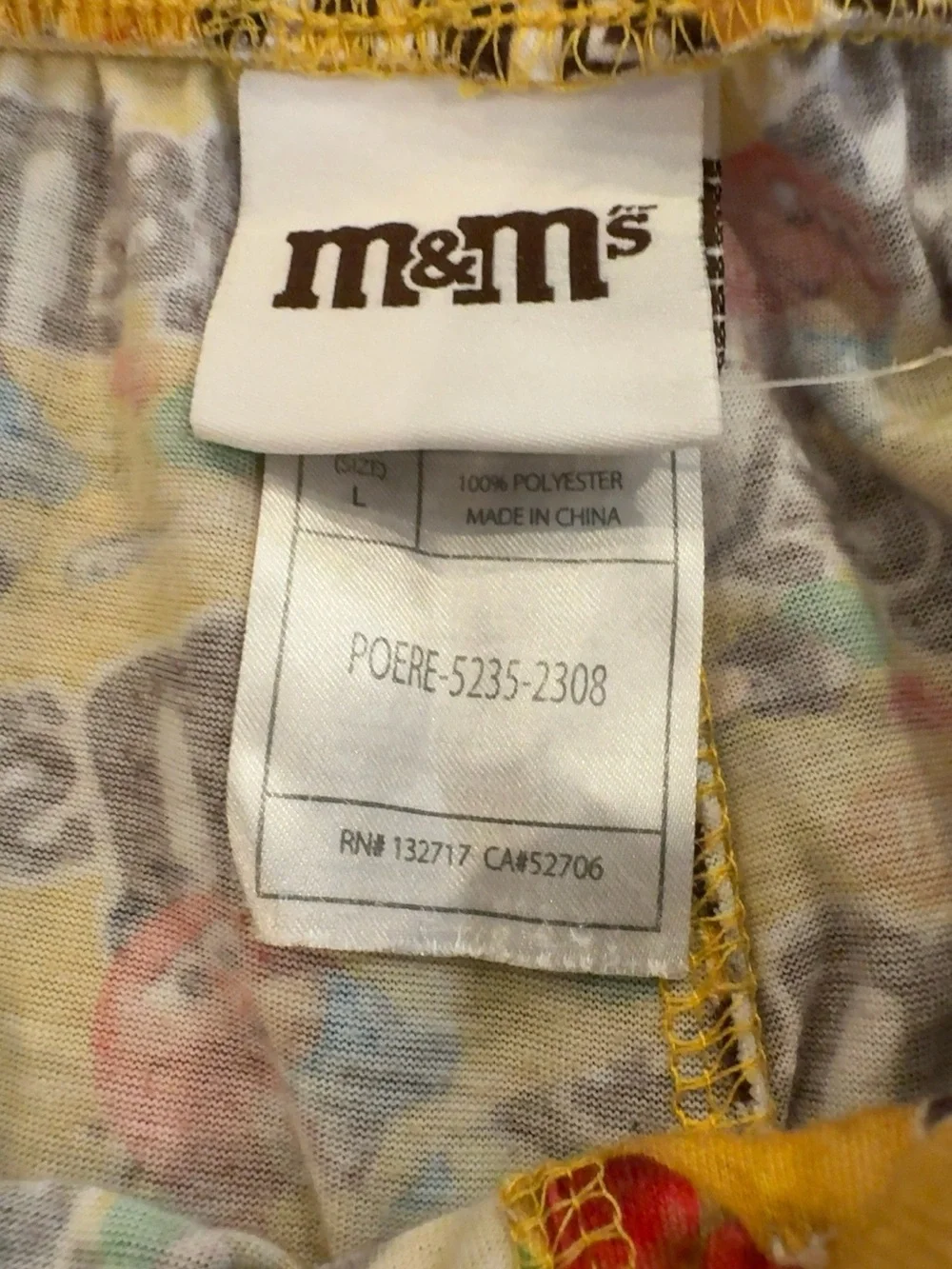 M&M’s Peanut Print Pajama Pants Lounge Sleep Pants Size Large EUC - Picture 4 of 10